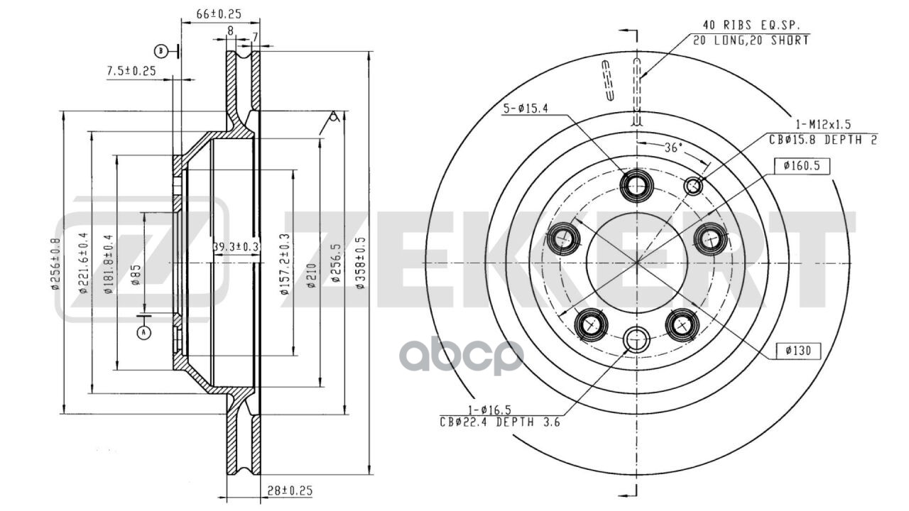Диск тормозной передний левый VW Touareg 02-  Audi Q7 06-  Porsche Cayenne I  II 02- (с покрытием  п Zekkert арт. bs-5784b