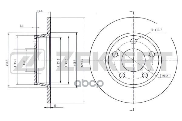 Диск торм. задн. Audi A6 II 97-  Allroad (4BH  C5) 00- Zekkert арт. bs-5806
