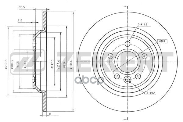 Диск торм. задн. Volvo S60 II 10-  S80 II 06-  V60 10-  V70 III 07-  XC70 II 07- Zekkert арт. bs-5844
