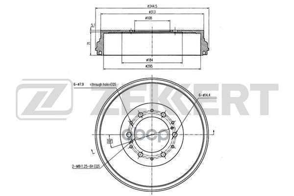 Барабан торм. задн. Toyota Fortuner (N_) 04-  Hilux (N_) 01- Zekkert арт. bs-5850