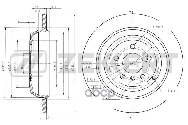 Диск торм. задн. MB M-Class (164) 05-  R-Class (251) 05- Zekkert арт. bs-5851