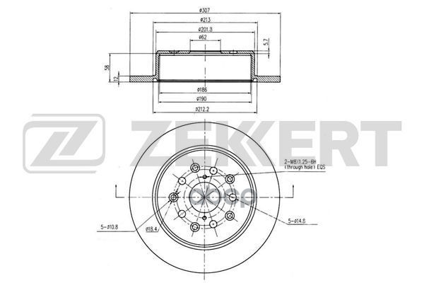 Диск торм. задн. Lexus GS300/400/430 (S160) 97-  IS200/300 (E10) 99-  SC430 (Z40) 01- Zekkert арт. bs-5857