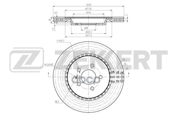 Диск торм. задн. Audi A4 IV 07-  A5 07-  A6 IV 10-  A7 10-  A8 III 10-  Q5 10-  Q7 15- Zekkert арт. bs-5876