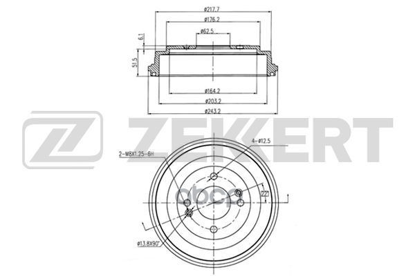 Барабан торм. задн. Hyundai Accent III 05-  i10 08-  i20 08-  Kia Rio II 05- Zekkert арт. bs-5912