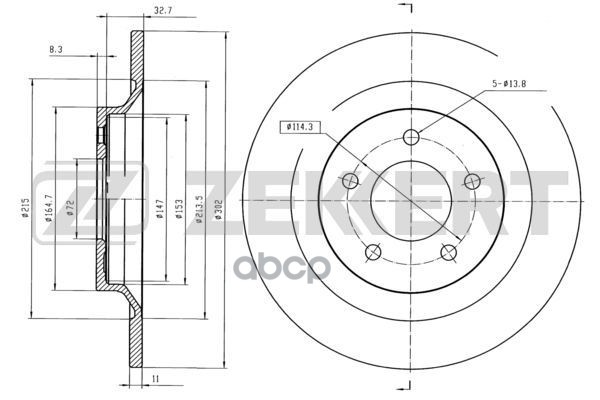 Диск торм. задн. Mazda 5 05- Zekkert арт. bs-5928