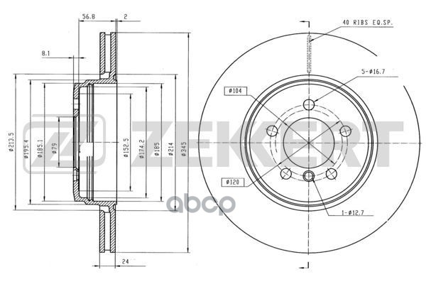 Диск Торм. Задн. Bmw 7 (E65  E66  E67) 01- Zekkert арт. bs-5954