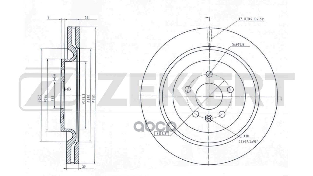 Диск торм. перед. Ford Explorer V 14- Zekkert арт. bs-6004