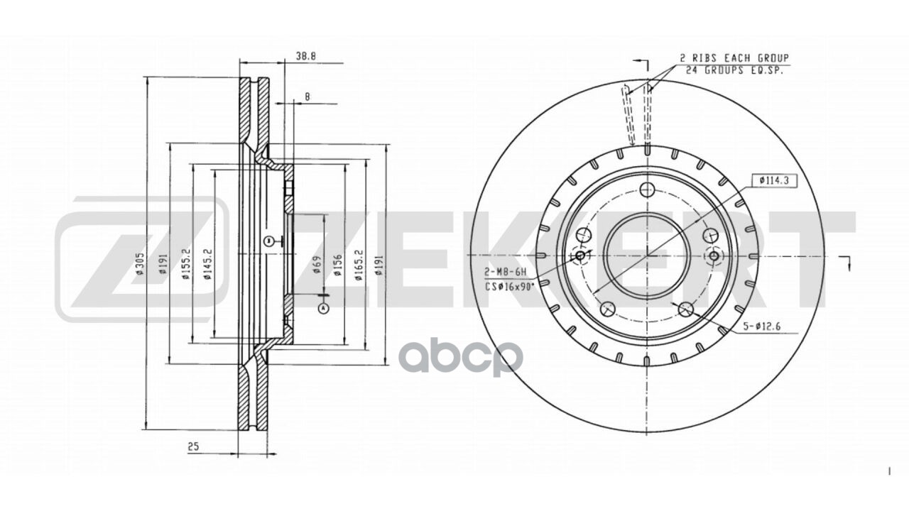 Диск Торм. Перед. Kia Sportage Iv 15-  Ceed Iii 18-  Cerato Iv 18-  Hyundai Tucson Iii 15-  Sonata V Zekkert арт. bs-6021b