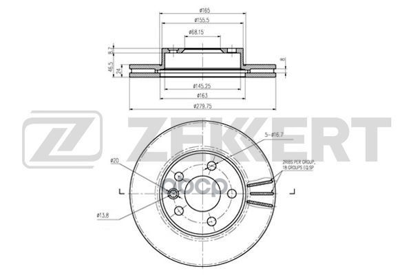 Диск торм. перед. VW Transporter IV 90- Zekkert арт. bs-6026