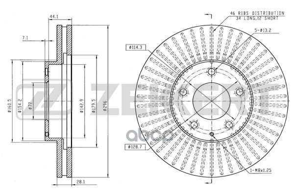 Диск торм. перед. Mazda MPV II 02-  Xedos 9 00- Zekkert арт. bs-6043