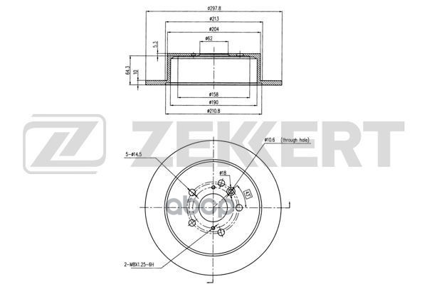 Диск торм. задн. Toyota Venza (V10) 08- Zekkert арт. bs-6065