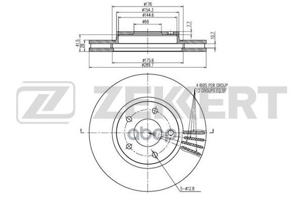 Диск торм. перед. Nissan Pathfinder 12-  Quest 11- Zekkert арт. bs-6086