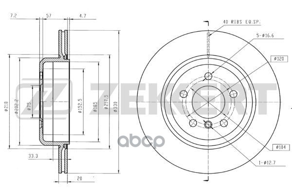 Диск торм. задн. BMW 5 (F10  F11) 10- Zekkert арт. bs-6099
