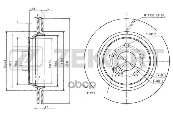 Диск торм. задн. MB S-Class (220  215) 98- (с покрытием) Zekkert арт. bs-6126b