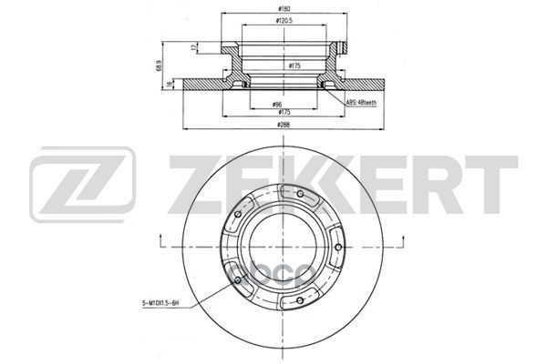 Диск торм. задн. Ford Tourneo Custom 15-  Transit Custom 15-  Transit VIII 16- (с кольцом ABS) Zekkert арт. bs-6158
