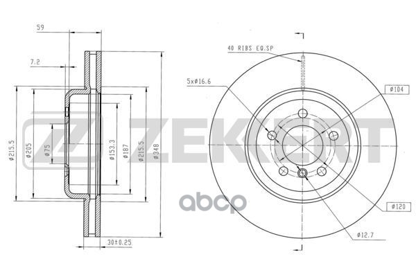 Диск торм. перед. BMW 5 (F10  F11) 09-  6 (F06  F12  F13) 11-  7 (F01-F04) 11- Zekkert арт. bs-6160