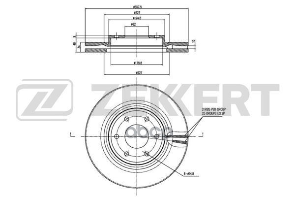 Диск торм. перед. Nissan Patrol (Y62) 10- Zekkert арт. bs-6166