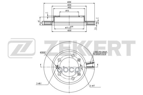 Диск Торм. Перед. Uaz 31512 98-  3160 94-  Cargo 04-  Hunter 04-  Patriot 04- Zekkert арт. bs-6182