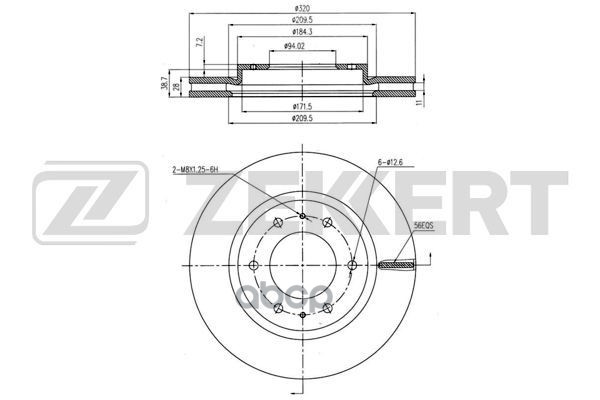 Диск торм. перед. Mitsubishi Pajero Sport III 15-  L200 V 15- Zekkert арт. bs-6192