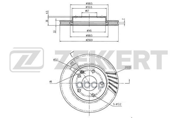 Диск торм. перед. MB A-Class (W168) 97- Zekkert арт. bs-6221