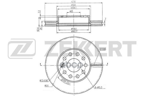 Диск торм. перед. Audi A3 III 12-  Seat Leon III 12-  Skoda Octavia (5E_) 12-  VW Golf VII 12- (заме Zekkert арт. bs-6225