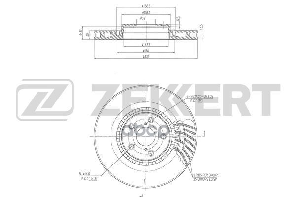 Диск торм. перед. правый Lexus GS 350 (_L1_  _S19_) 05- Zekkert арт. bs-6247