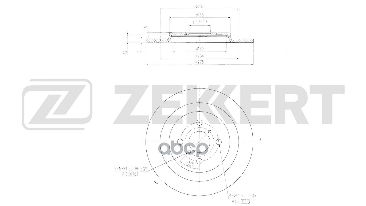Диск тормозной задн. Toyota Yaris (P90  P30) 05-  Daihatsu Charade VIII 11- Zekkert арт. bs-6259
