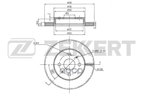 Диск торм. перед. Toyota bB (C20) 06-  Daihatsu Materia 06- Zekkert арт. bs-6283