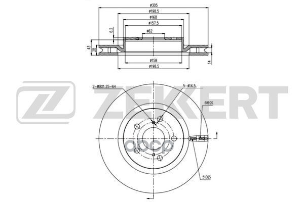 Диск торм. перед. Toyota Camry (V70) 17-  Rav 4 (A50) 18- Zekkert арт. bs-6288