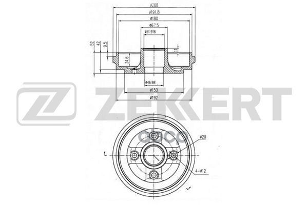 Барабан торм. задн. Opel Agila A 00-  Suzuki Alto (FF) 04-  Ignis (FH) 00-  Wagon R+ (MM) 00- (с ABS Zekkert арт. bs-6326