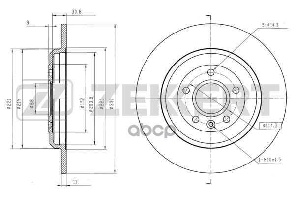 Диск торм. задн. Ford Edge 10- Zekkert арт. bs-6336