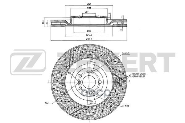 Диск Торм. Перед. Mb Gle (166  292) 15-  Gls (166) 15- Zekkert арт. bs-6351