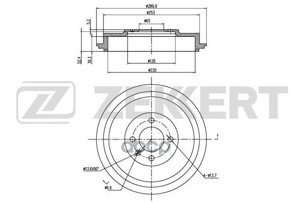 Барабан Торм. Задн. Vw Caddy Ii 99-  Seat Inca 99- Zekkert арт. bs-6353