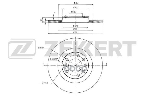 Диск торм. задн. Citroen Jumpy III 16-  Peugeot 3008 II 16-  308 II 13-  Expert II 16- Zekkert арт. bs-6356