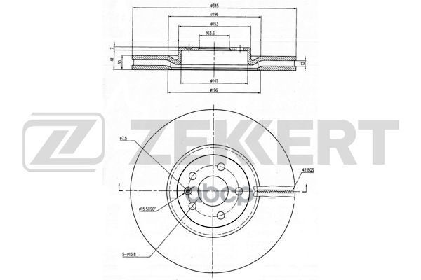 Диск торм. перед. Volvo S90 II 16-  V90 II 16-  XC60 II 17-  XC90 II 14-  Geely Monjaro 21- Zekkert арт. bs-6358