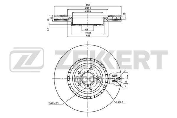 Диск торм. перед. Subaru Impreza (GD GG) 00- BS-6361 Zekkert арт. BS-6361
