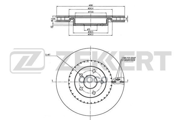 Диск торм. перед. Jeep Grand Cherokee IV 11- Zekkert арт. bs-6362