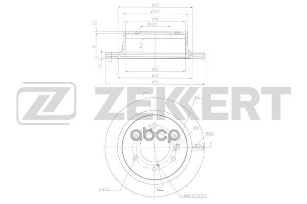 Диск торм. задн. Mitsubishi Pajero Sport III 15- Zekkert арт. bs-6478