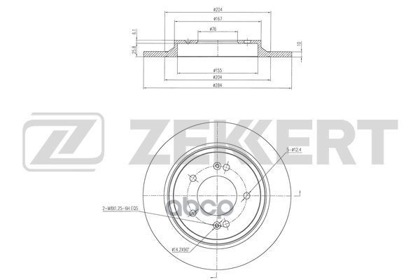 Диск торм. задн. Kia K5 III 20-  Hyundai Sonata VIII 20- Zekkert арт. bs-6515
