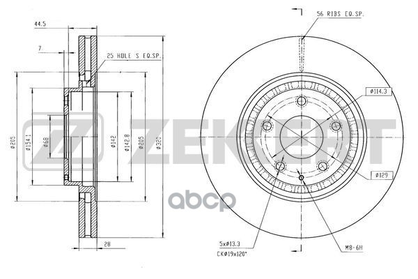 Диск тормозной перед. Mazda 6 III 18-  CX-5 II 18-  CX-9 II 16- Zekkert арт. bs-6585