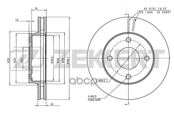 Диск тормозной перед. Nissan NV200 (M20_) 10- Zekkert арт. bs-6590