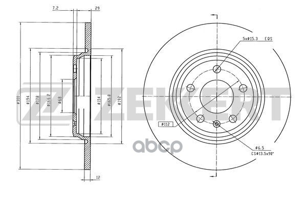 Диск тормозной задн. Audi A6 V 18-  A4 V 15-  Q5 II 16-  A5 II 16- Zekkert арт. bs-6595