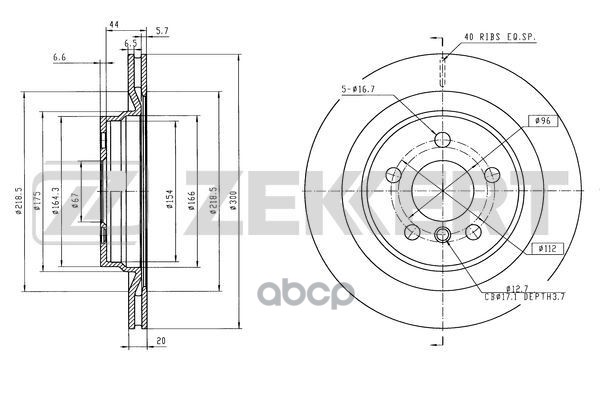 Диск тормозной задн. BMW 1 (F40) 19-  2 (F44  F45  F46) 13-  X1 (F48) 14-  X2 (F39) 18- (D=300 mm) Zekkert арт. bs-6598