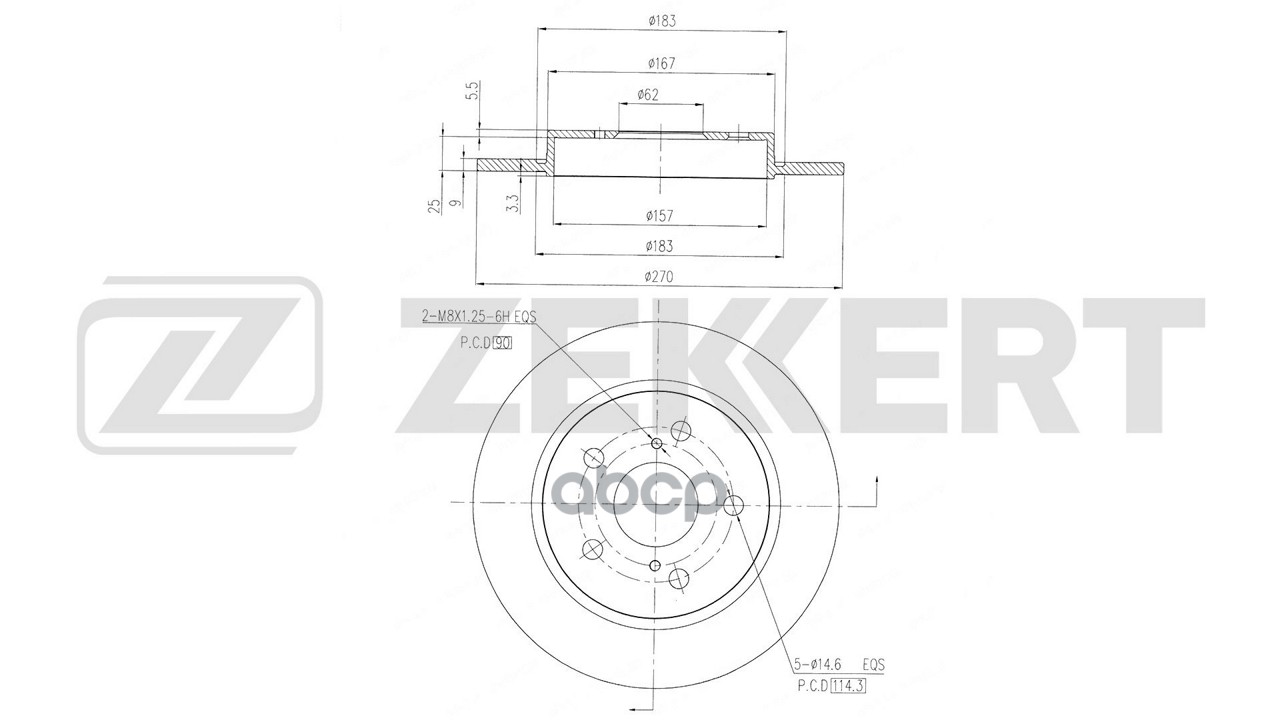 Диск тормозной задн. Toyota Corolla (E210) 19- Zekkert арт. bs-6608