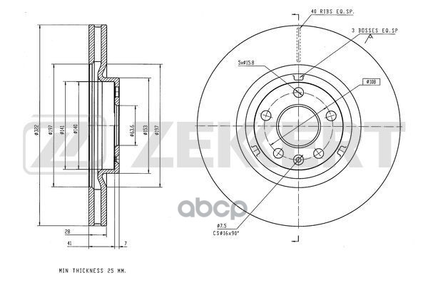 Диск торм. перед.  Geely Tugella 20- Zekkert арт. bs-6626