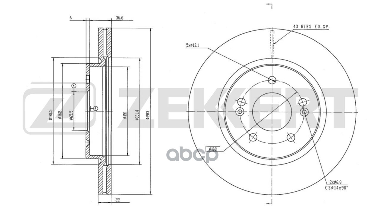 Диск торм. перед. Chery Tiggo 4 17- Zekkert арт. bs-6638