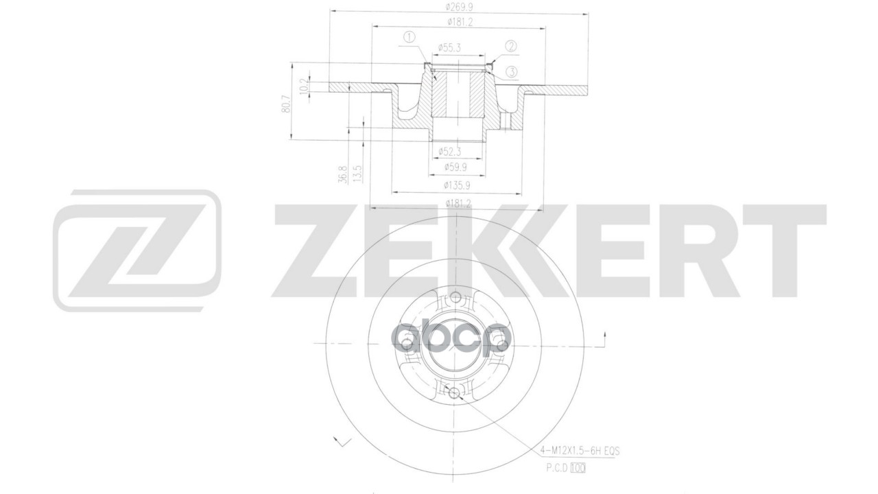 Диск торм. зад. Renault Megane II 03-  Scenic II 03- (с подшипником  с ABS) Zekkert арт. bs-6647