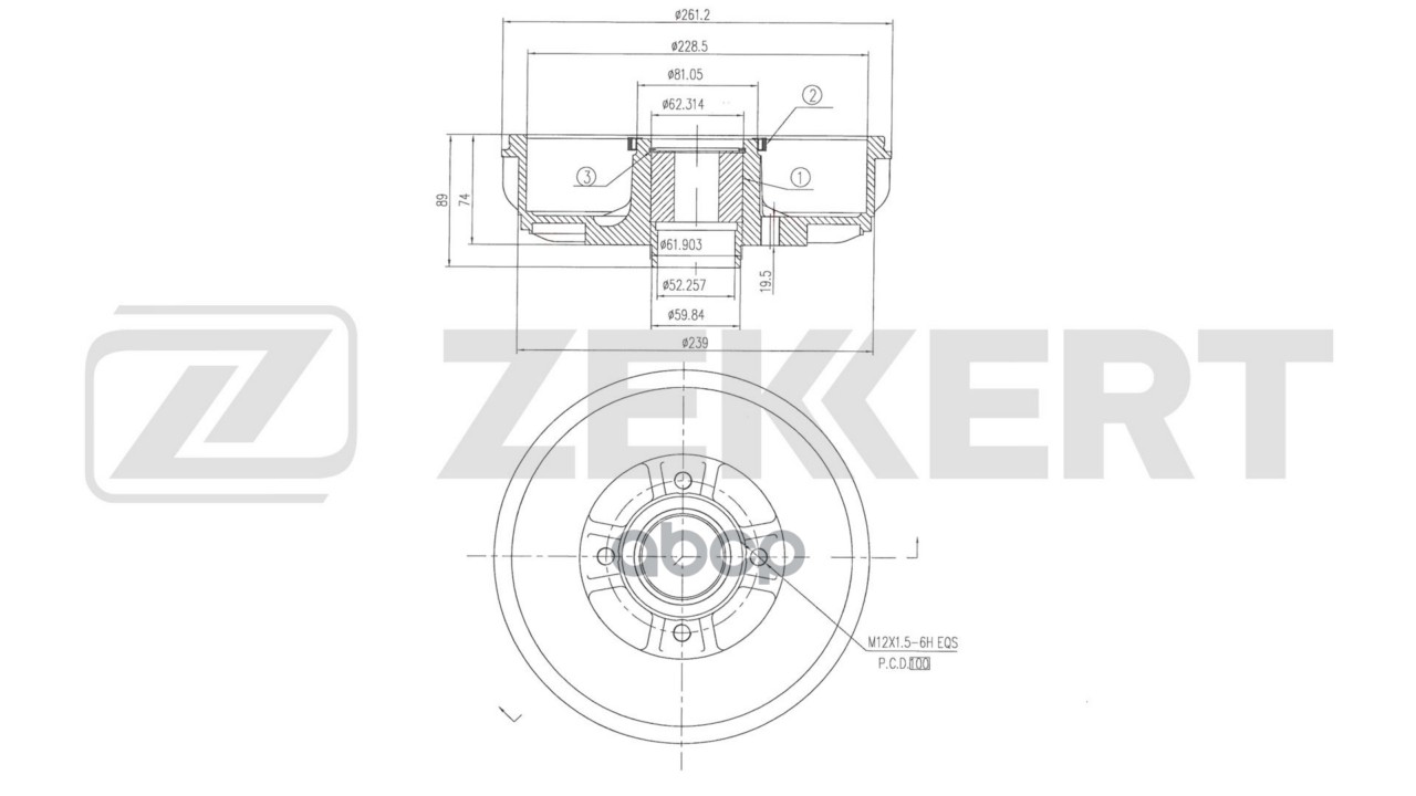 Барабан торм. задн. Renault Logan 07-  Captur 13-  Sandero II 14-  Dacia Logan 07- (с подшипником  с Zekkert арт. bs-6651