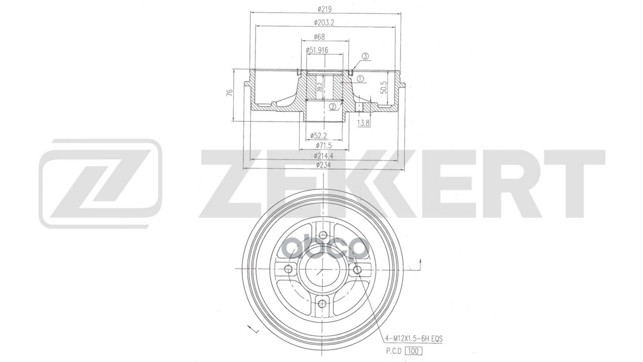Барабан торм. задн. Nissan Note (E11  E12) 05-  Micra (K12E) 02- (с подшипником  с ABS) Zekkert арт. bs-6655