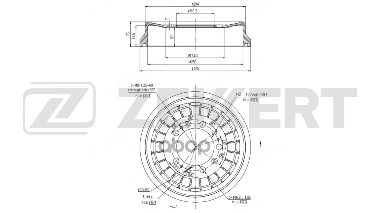 Барабан тормозной задний  GAZ Volga (24) 72- Zekkert арт. bs-6662